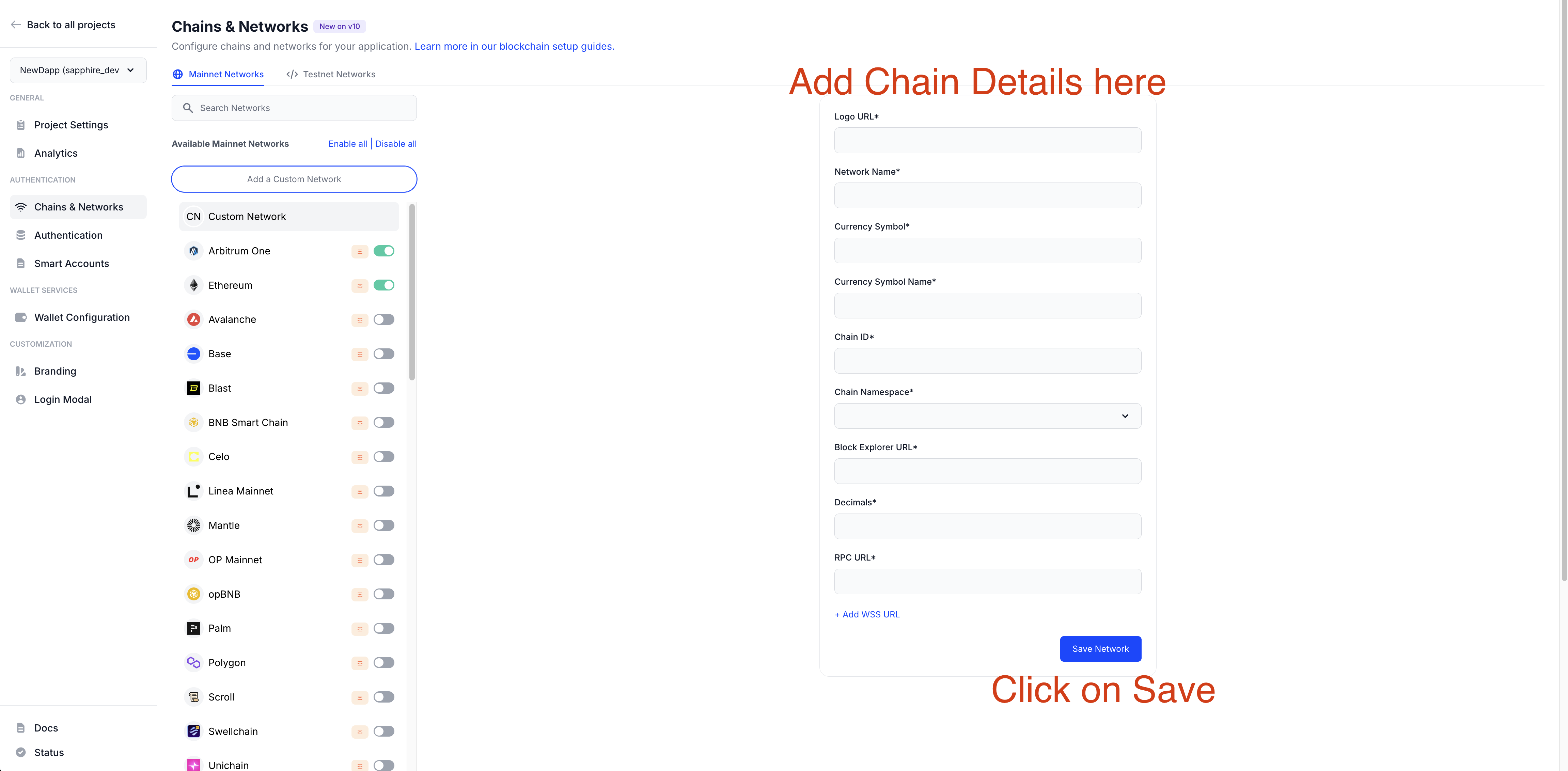 Adding Custom Chain